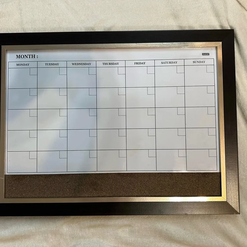 Black and White Framed Monthly Planner with cork board. Create a Bundle & Save!